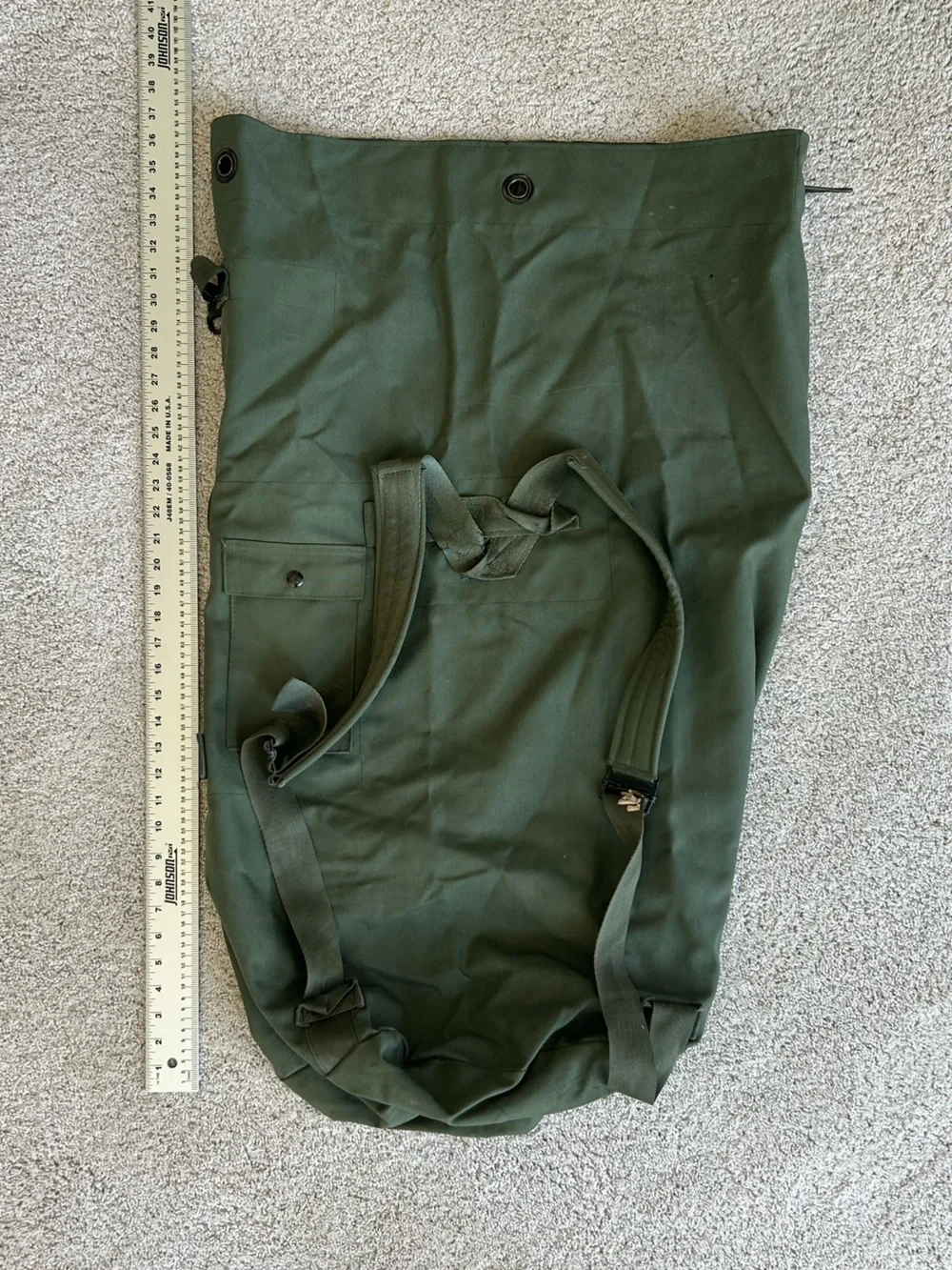 Olive Green Military-Style Canvas Duffel Bag